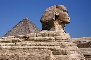 piramide, sfinge, cielo, egitto, azzurro, profilo, pietra, monumento, scultura, roccia, statua